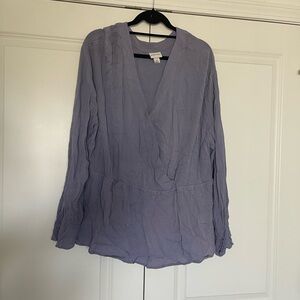 Ava & Viv Lavender Purple Long Sleeve Wrap Blouse